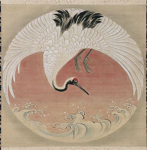 Crane By Tsuruzawa Tansaku Morihiro Sxviii Ink And Colour On Silk