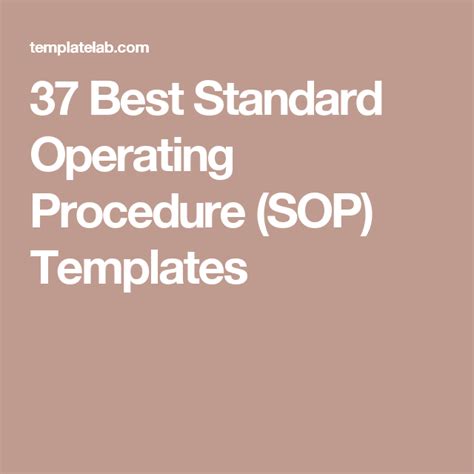 37 Best Standard Operating Procedure Sop Templates Standard