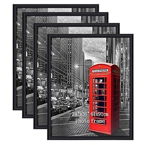 Petaflop 4 Pack 24x36 Frame For Pictures With Plexiglass Front Black