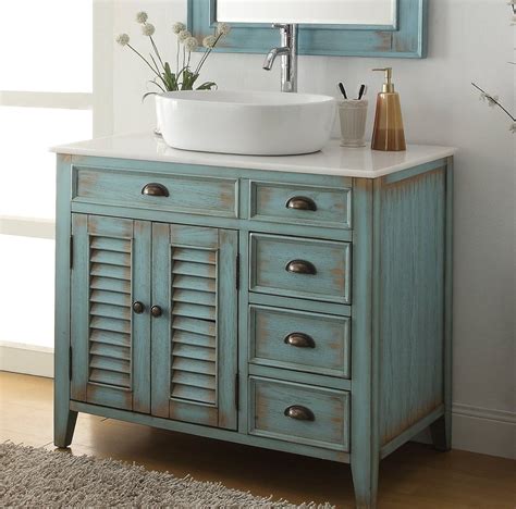 It's going to have a standard size hole in it which i'm going to show you in just a second but as you can see it's centered right in the middle and it's also got the hole in here for a vessel faucet 120 modern bathroom vanity design ideas | beautiful bath vanity cabinet designs. 36" Benton Collection Distressed Blue Abbeville Vessel ...