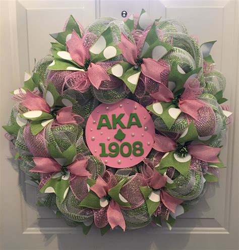 Alpha Kappa Alpha Wreath AKA Wreath Sorority Wreath Home Etsy Aka