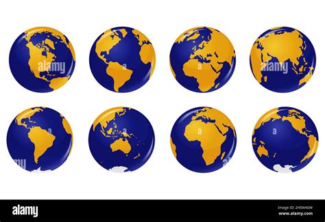 Set 3d Globes With World Maps Vector Eps10 Stock Vector Image And Art Alamy