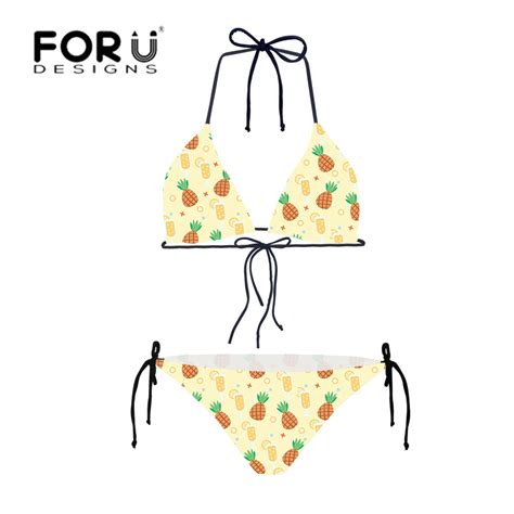 Forudesigns Bikini Swimwear Women Pineapple Fruits Printed Swimsuit