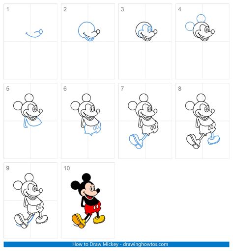How To Draw Mickey Mouse With Easy Step By Step Drawi