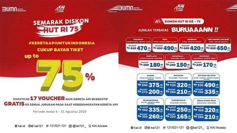 Promo Pt Kai Dalam Rangka Hut Ri Ke 75 Berikan Diskon Tiket Hingga 25