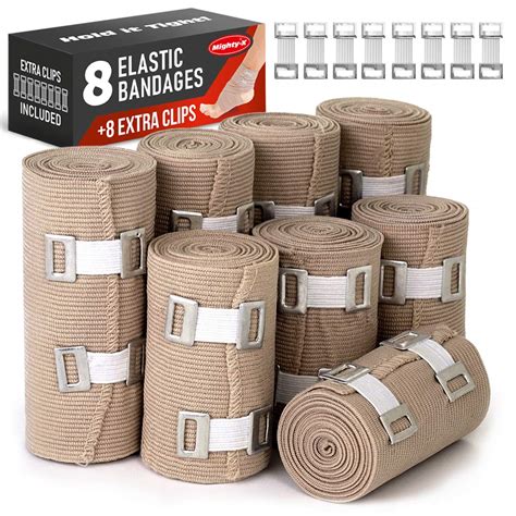Premium Elastic Bandage Wrap 8 Pack 8 Extra Clips Durable