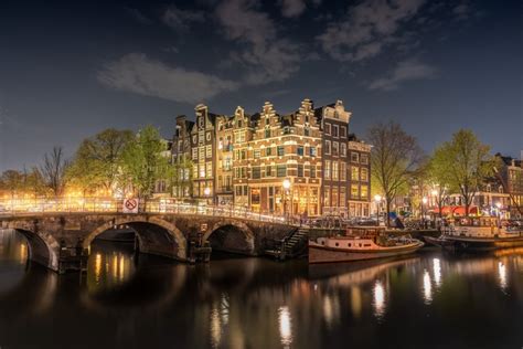 861225 4k 5k 6k Bridges Amsterdam Netherlands Riverboat Houses