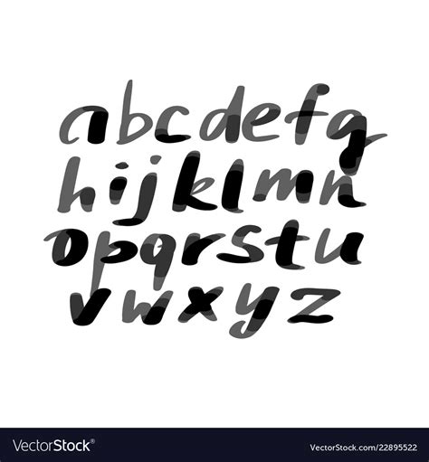 Alphabet Letters Black Handwritten Font Drawn Vector Image