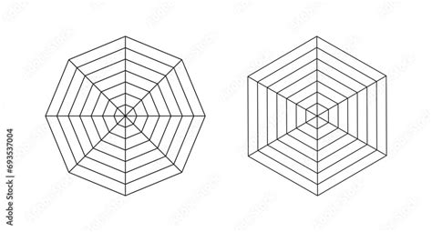 Set Of Hexagon And Octagon Simple Graphs Collection Of Radar Or Spider