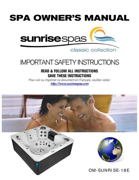 Sunrise Spas Classic Collection Series Hot Tub Owner S Manual Manualslib