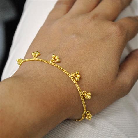 18k Solid Gold Anklet With Bells Indian Tribal Gold Bell Etsy