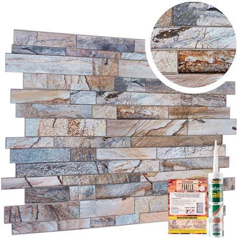 Marble Stone Effect Pvc Wall Cladding Panels Grey Real Brick Slate