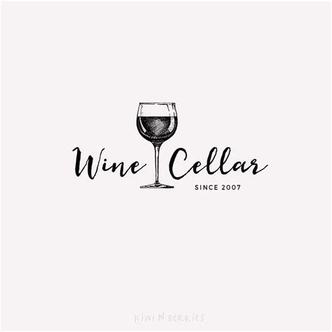 Wine Glass Logo Design Minimalistic Logo Designs Black Etsy