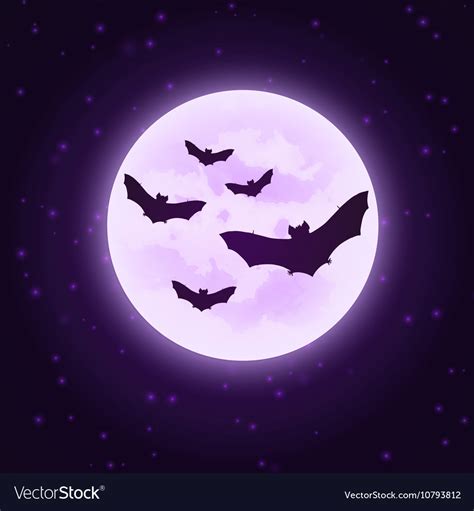 Bats With Moon Halloween Royalty Free Vector Image