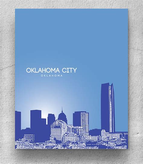 Oklahoma City Skyline Art Poster Modern Home Wall Art Etsy