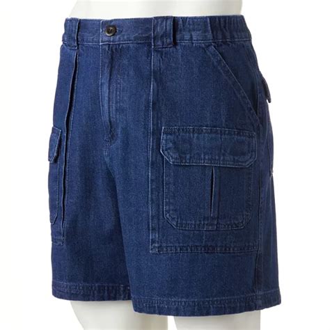 Mens Croft And Barrow Side Elastic Denim Cargo Shorts