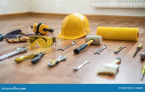 Helmet With Construction Tools Stock Image Image Of Carpentry