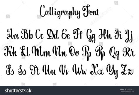 Vector Alphabet Calligraphic Font Unique Custom Vetor Stock Livre De