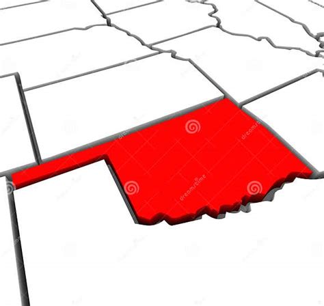 Oklahoma Red Abstract 3d State Map United States America Stock