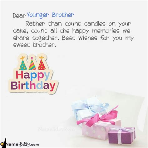 Find & download free graphic resources for happy birthday. Happy Birthday Younger Brother Image of Cake, Card, Wishes