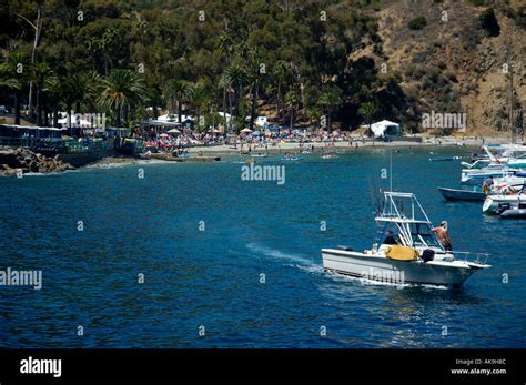 Small Fishing Boat Sailing Off Catalina Island Avalon California With