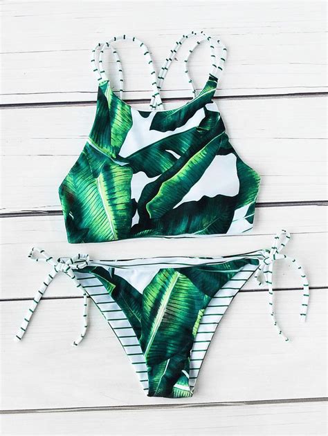 Romwe Jungle Print Criss Cross Bikini Setl Criss Cross Bikini Set Hot