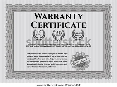 Grey Vintage Warranty Certificate Template Background Stock Vector