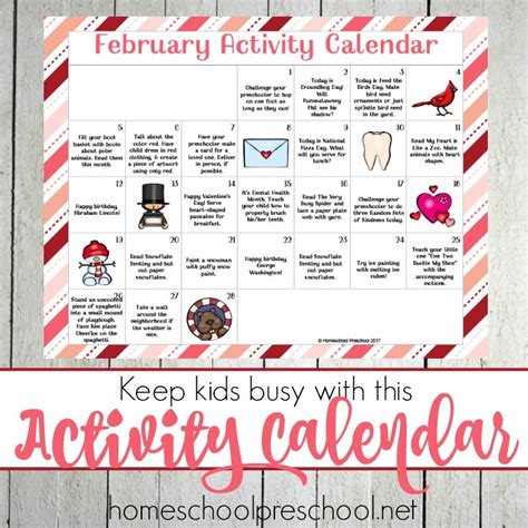 Free February Activity Calendar For Preschoolers