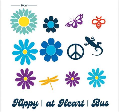 Funky Hippy Car Stickers Pack For Camper And Car