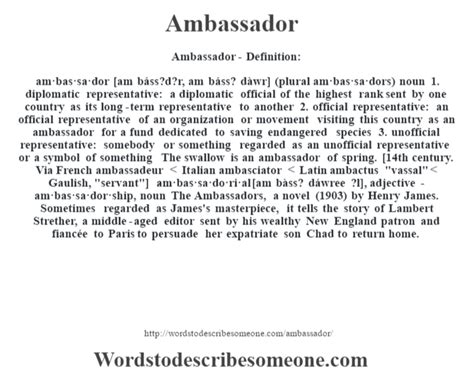 Ambassador definition | Ambassador meaning - words to describe someone