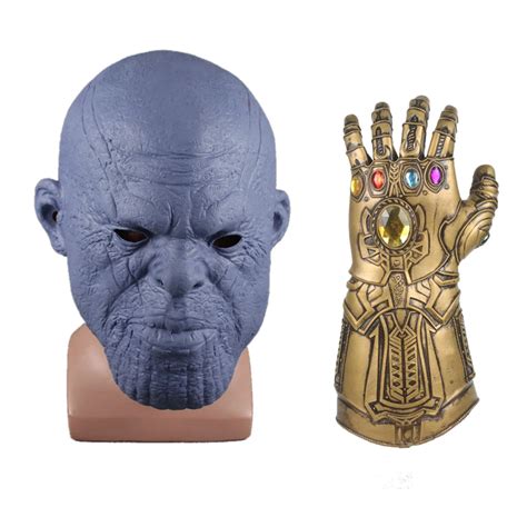 2018 movie avengers 3 infinity war thanos cosplay face mask helmet gloves hands gauntlet