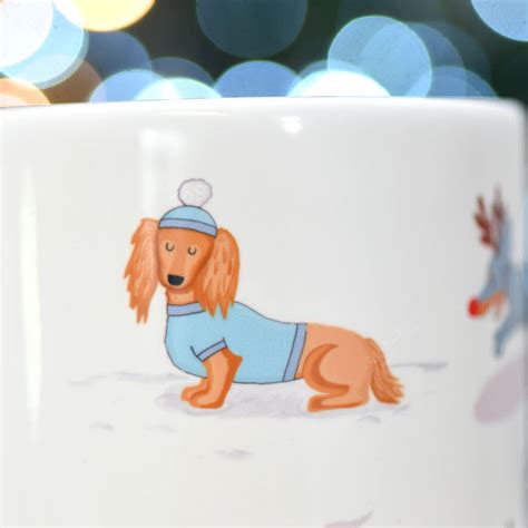 Cute Dachshund Winter Fun Dog T Mug By Hoobynoo