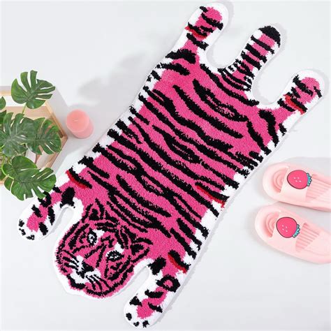 Amazon Com Panstar Pink Tiger Bath Mat For Bathroom Cute Pink Tiger