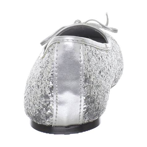 Silver Star 16g Glitter Flat Ballerinas Womens Shoes