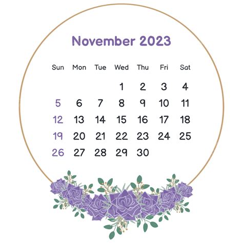 Calendar November Vector Png Images 2023 November Calendar With Circle