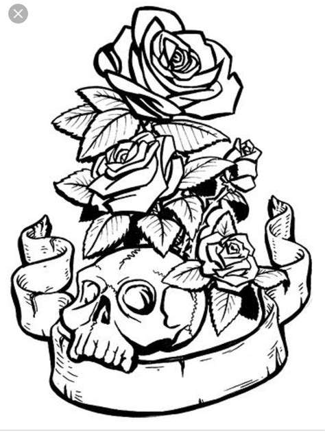 This rose coloring page features a picture of a large rose to color for mother's day. Skull And Roses Coloring Pages - Coloring Home