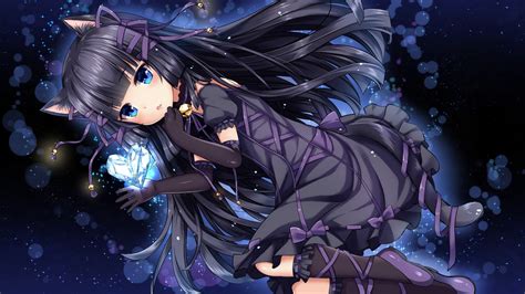 Download 2560x1440 Anime Cat Girl Lolita Black Hair Cute Gloves Wallpapers For Imac 27 Inch