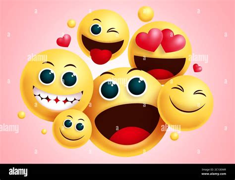 Emojis Smiley Group Vector Design Smileys Emoji Group Of Friends With
