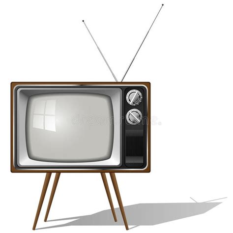 Outdated Tv Set Vector Illustration Of Old Fashioned Four Legged Tv
