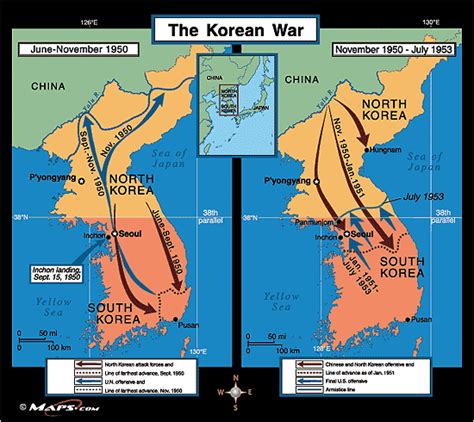 The Korean War Map 1950 1953 By From Worlds
