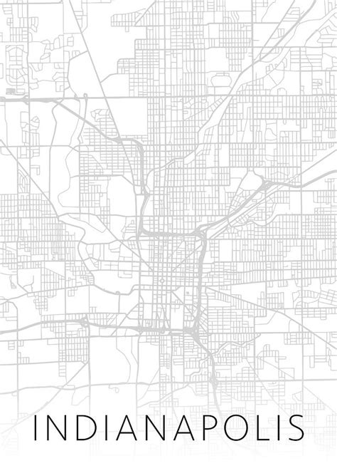 Indianapolis Indiana City Street Map Minimalist Black And White Series