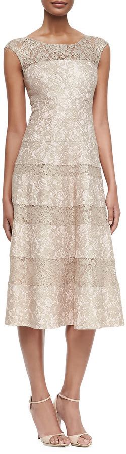 Kay Unger New York Sleeveless Lace Tea Length Cocktail Dress Mob