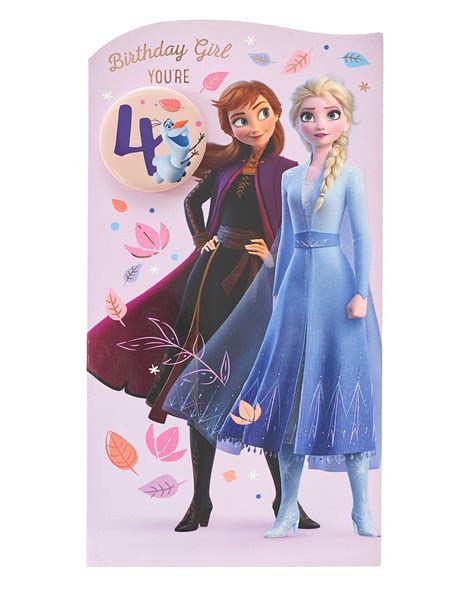 Buy Disney Frozen 4th Birthday Card Princess 4th Birthday Card Anna And Elsa 4th Birthday Card