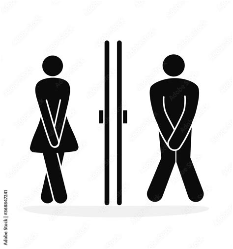 Humorous Restroom Sign For Men And Women Showing People Crossing Their