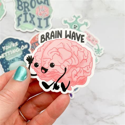 Brain Wave Sticker Medical Puns Neuro Pun Individual Vinyl Etsy