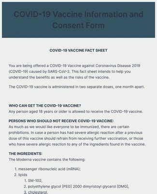 COVID Vaccine Information And Consent Form Template Jotform