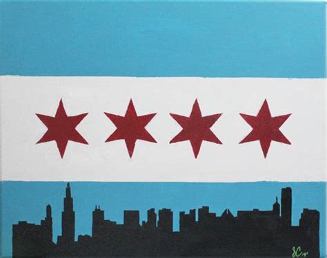 Chicago Flag With Skyline View Chicago Flag Skyline View Flag