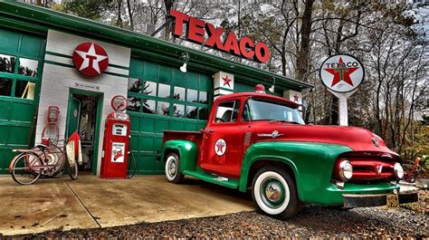 Vintage Texaco 1955 T Bird And Ford 56 F 100 Truck 31 Texaco