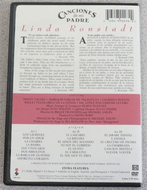 Dvd Canciones De Mi Padre Linda Ronstadt In Old Mexico Signed