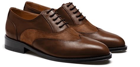 Wingtip Oxford Dress Shoes Black And Brown Leather And Waxed Leather